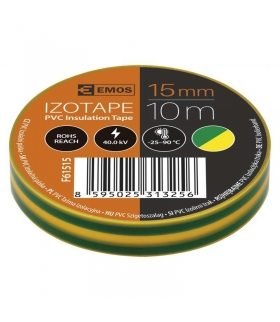 Taśma izolacyjna PVC 15mm / 10m żółto-zielona EMOS F61515