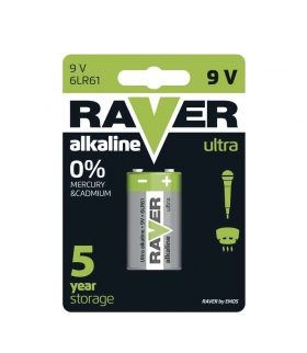 Bateria alkaliczna Raver Ultra Alkaline 9V (6LF22) blister 1 Raver B7951