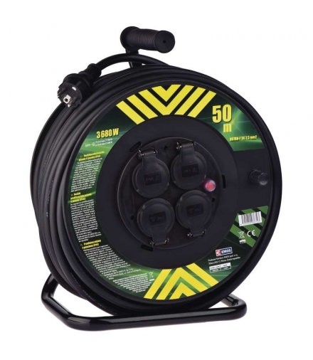 Przedłużacz bębnowy ogrodowy 50 m / 4 gn / czarny / guma-neopren / 230V / 2,5 mm2 EMOS P084503