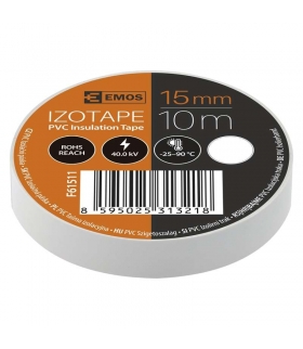 Taśma izolacyjna PVC 15mm / 10m biała EMOS F61511