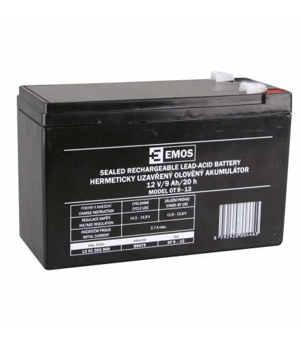 Akumulator AGM 12V 9Ah faston 6,3 EMOS B9675