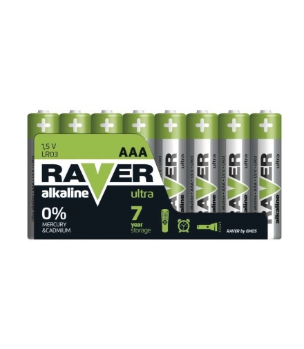 Bateria alkaliczna Raver Ultra Alkaline AAA (LR03) folia 8 Raver B79118