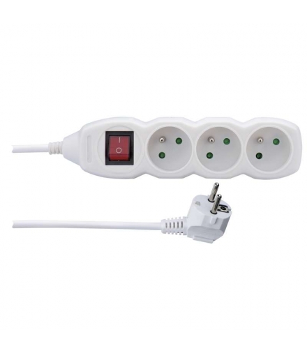 Przedłużacz 3 m / 3 gniazda / z wyłącznikiem / biały / PVC / 1 mm2 EMOS P1313