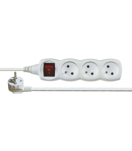 Przedłużacz 10 m / 3 gniazda / z wyłącznikiem / biały / PVC / 1 mm2 EMOS P1310