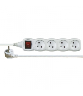 Przedłużacz 3 m / 4 gniazda / z wyłącznikiem / biały / PVC / 1 mm2 EMOS P1413