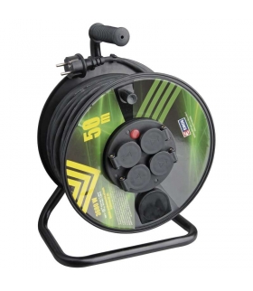 Przedłużacz bębnowy ogrodowy 50 m / 4 gniazda / czarny / guma / 230 V / 1,5 mm2 EMOS P084501