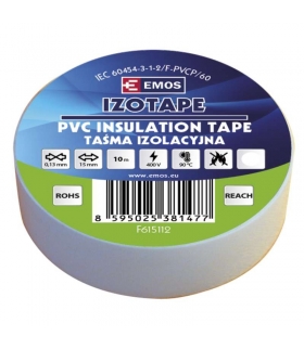 Taśma izolacyjna PVC 15mm / 10m biała EMOS F615112