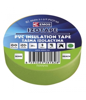 Taśma izolacyjna PVC 19mm / 20m zielona opakowanie 10 sztuk EMOS F619292
