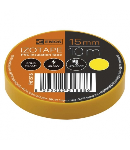 Taśma izolacyjna PVC 15mm / 10m żółta 10 SZTUK EMOS F61516