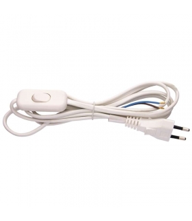 Przewód przyłączeniowy PVC 2×0,75mm z wyłącznikiem,2m biały EMOS S08272