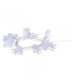 Dekoracje 10 LED 1,35m metal. gwiazdki białe 3x AA WW, timer EMOS ZY1974