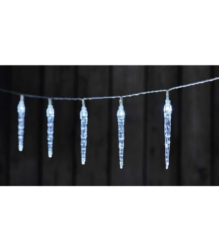 Dekoracje - 10 LED sople 10 cm 1,35 m 2x AA zimna biel, IP20, timer EMOS Lighting DCGC01