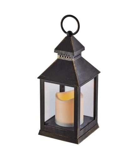 Lampion 1 LED świeczka czarny 24 cm 3x AAA, vintage, IP20, timer EMOS Lighting DCLV02