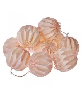 Łańcuch 10 LED 1,35m papierowe kule 2x AA, RÓŻOWE, WW, timer EMOS ZY2127