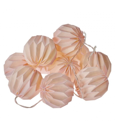 Łańcuch 10 LED 1,35m papierowe kule 2x AA, RÓŻOWE, WW, timer EMOS ZY2127