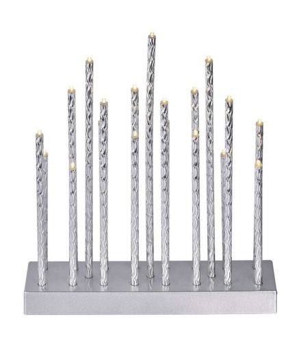 Dekoracje - świecznik srebrny 19 LED, 28 cm 3x AA ciepła biel, IP20, timer EMOS Lighting DCAW02
