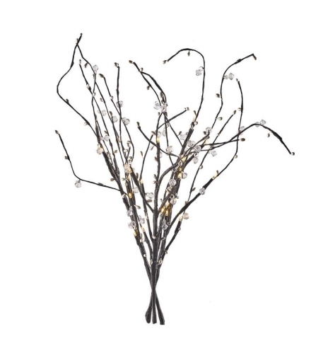 Dekoracje - 24 LED gałązki z perełkami 60 cm 3x AA, ciepła biel, IP20, timer /kpl. 3 szt EMOS DCTW08