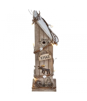 Dekoracje 8 LED drewniany domek 30cm 2x AA WW, timer EMOS ZY2083