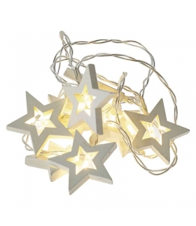 Dekoracje 10 LED 1,35m drewniane gwiazdki 2x AA WW, timer EMOS ZY2061