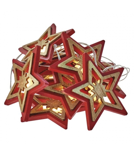 Dekoracje 10 LED 1,35m drewniane gwiazdki 2x AA WW, timer EMOS ZY2071