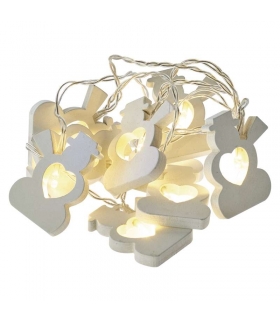 Dekoracje 10 LED 1,35m drewniane bałwanki 2x AA WW, timer EMOS ZY2062