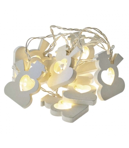 Dekoracje 10 LED 1,35m drewniane bałwanki 2x AA WW, timer EMOS ZY2062