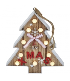 Dekoracje 10 LED drewniana choinka 22cm 2x AAA WW, timer EMOS ZY2078