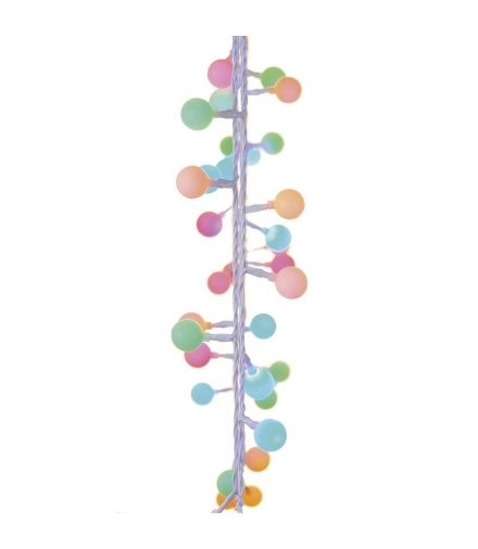 Dekoracje - 40 LED big cherry 4m IP44 multikolor, biały przewód, IP44, timer EMOS Lighting D5AM01