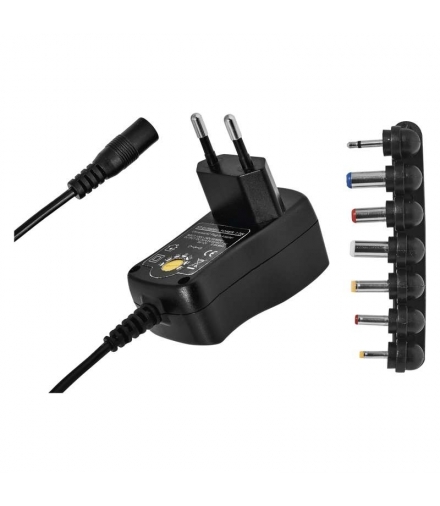 Zasilacz impulsowy 3-12V 600mA (3V, 4,5V, 5V, 6V, 7,5V, 9V, 12V), 0.6A, regulowany z wymiennymi końcówkami EMOS N3110