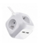 Przedłużacz - kostka 1,9 m / 4 gniazda / biały / PVC / z USB portem / 1 mm2 EMOS P04119U