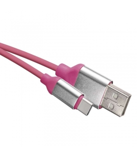 Kabel USB 2.0, wtyk A - C, ładowanie, transmisja danych, 1 m, różowy EMOS SM7025P