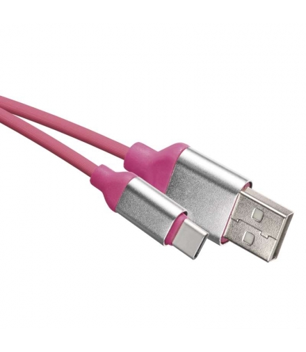Kabel USB 2.0, wtyk A - C, ładowanie, transmisja danych, 1 m, różowy EMOS SM7025P