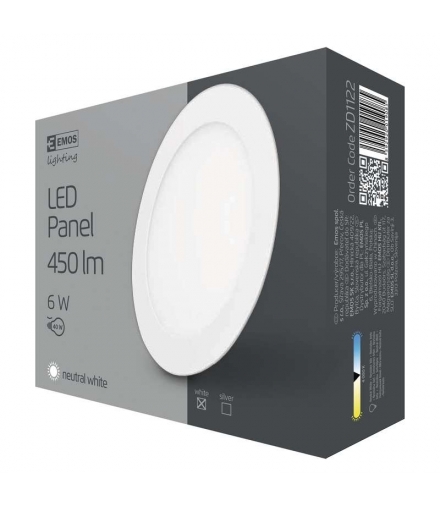 Panel LED wpuszczany okrągły 6W IP20 neutralna biel EMOS ZD1122