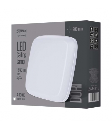 Oprawa LED kwadratowa DORI 18W IP54 neutralna biel EMOS Lighting ZM4313