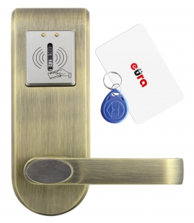 SZYLD Z KONTROLĄ DOSTĘPU EURA ELH-62B9 BRASS z czytnikiem RFID, uniwersalny rozstaw śrub mocujących