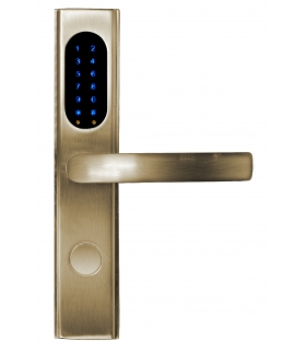 SZYLD ZAMKA ELEKTROMECHANICZNEGO SmartLock ELH-25B9 brass z klawiaturą dotykową, sterowaniem SMS, czytnikiem Mifare, modułem Blu