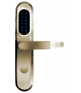 SZYLD ZAMKA ELEKTROMECHANICZNEGO SmartLock ELH-15B9 brass z klawiaturą dotykową, sterowaniem SMS, czytnikiem Mifare, modułem Blu