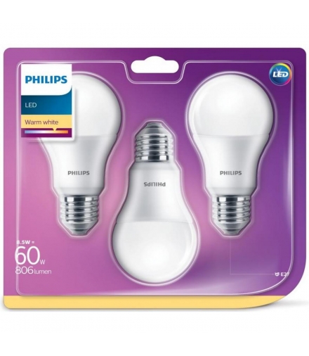Żarówka LED Philips 8,5W 806lm E27 ciepła 3 SZTUKI