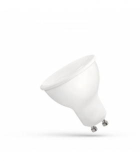 LED GU10 230V 8W SMD CW Z MLECZNĄ SZYBKĄ BIAŁA PLASTIKOWA SPECTRUM + WOJ+14049