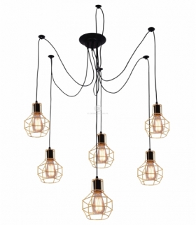 VERIN LAMPA WISZĄCA 6X60W E27 CZARNY / ZŁOTY Candellux 36-57471