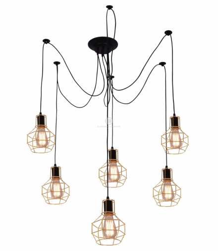 VERIN LAMPA WISZĄCA 6X60W E27 CZARNY / ZŁOTY Candellux 36-57471