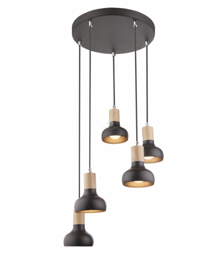 PUERTO LAMPA WISZĄCA 5X40W E14 NA TALERZU CZARNY Candellux 35-62765