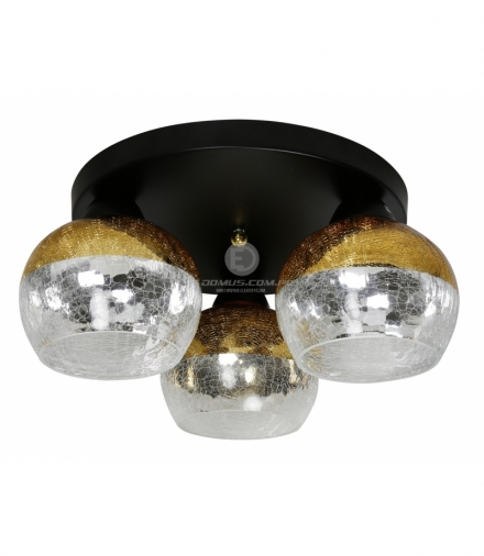 CROMINA GOLD LAMPA SUFITOWA PLAFON OKRĄGŁY 3X60W E27 CZARNY Candellux 98-57280