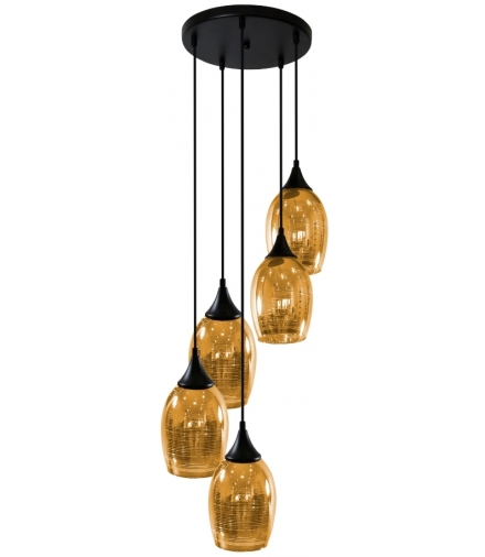 MARINA LAMPA WISZĄCA TALERZ 5X60W E27 ZŁOTY Candellux 35-58027