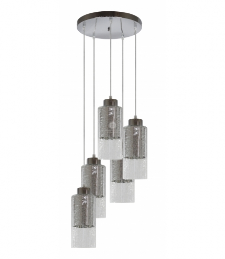 LIBANO LAMPA WISZĄCA 5X60W E27 OKRĄGŁY SREBRNY Candellux 35-51813