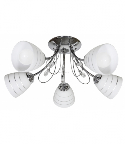 SIMPLI LAMPA WISZĄCA 5X40W E27 CHROM Z KRYSZTAŁKIEM+KLOSZ Z PASKIEM Candellux 35-63854