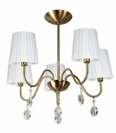 SORENTO LAMPA WISZĄCA 5X40W E14 PATYNA ABAŻUR BIAŁY Candellux 35-38104