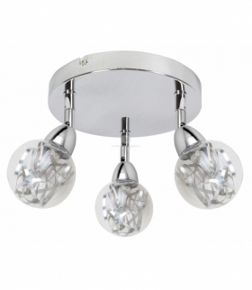 BOLO LAMPA SUFITOWA PLAFON 3X6W LED SMD GŁÓWKA OKRĄGŁA 1E Z PRZEGUBEM KLOSZ WYMIENNY KD SYSTEM CHROM/BEZBARWNY Candellux 98-6770