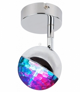 PARTY LAMPA KINKIET 1X3W LED RGB GŁÓWKA OKRĄGŁA 1E Z PRZEGUBEM KD SYSTEM CHROM Candellux 91-67753