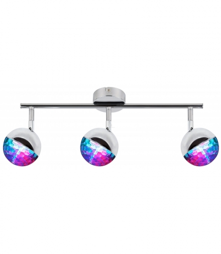 PARTY LAMPA SUFITOWA LISTWA 3X3W LED RGB GŁÓWKA OKRĄGŁA 1E Z PRZEGUBEM KD SYSTEM CHROM Candellux 93-67777